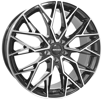 MONACO WHEELS GP15 BLACK POLISHED 8x18 5/108 ET45 CB73.1